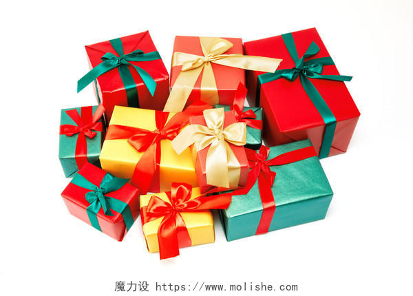 白底彩色礼物盒礼品盒圣诞节圣诞元素